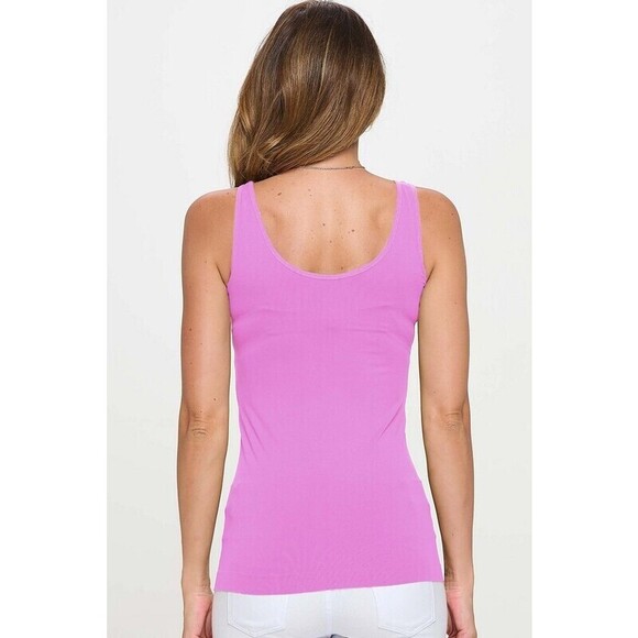 SML630_C PM Reversible V Or U Neckline Seamless Tank Purple Magenta One Size - Picture 2 of 3
